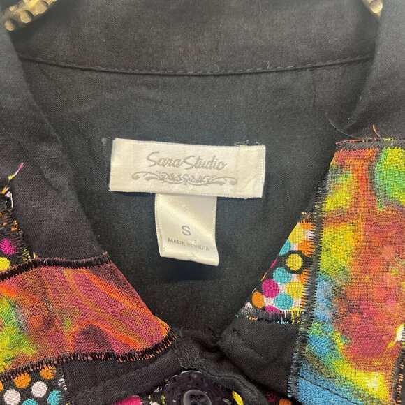 Sara Studio Art Deco Funky Boho Ladie's Embroidered SMALL Jacket Patchwork - Picture 4 of 7